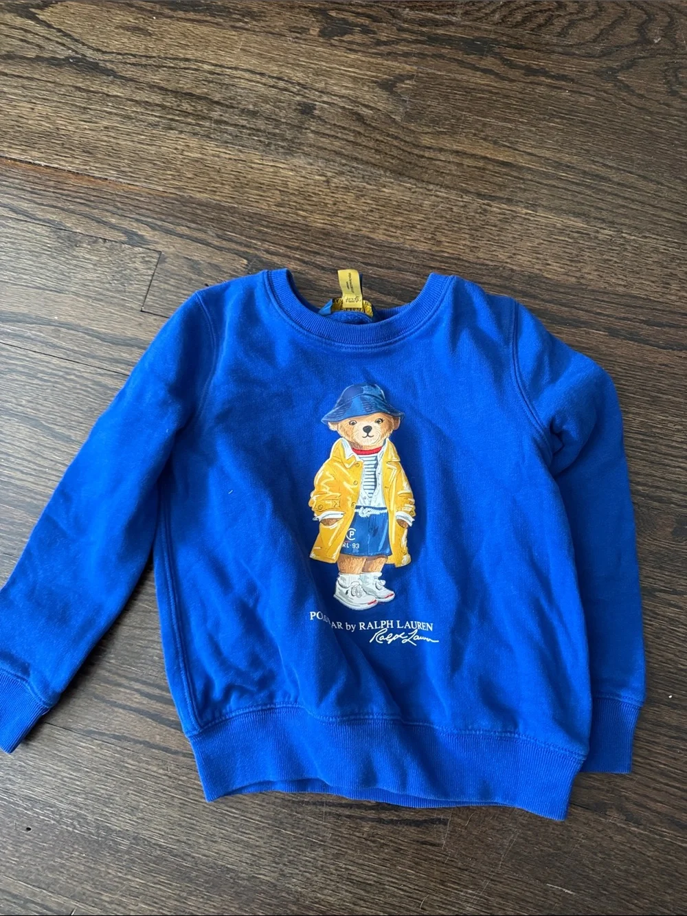 Ralph Lauren Royal Blue Polo Bear Sweatshirt with Yellow Graphic